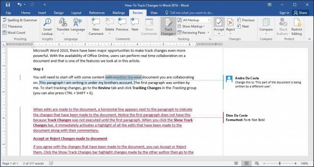 accept all track changes in word for mac